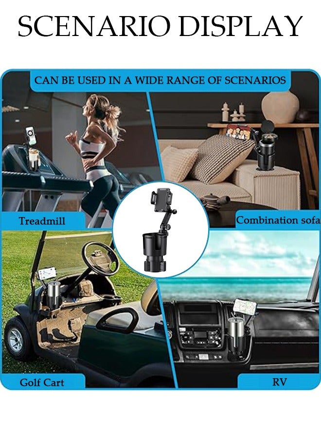 DUNISO Car Cup Holder Phone Mount 2-in-1 Cup Phone Holder for Car Mount Adjustable Base with 360° Rotation Universal Multifunctional Cup Holder Cell Phone Holder for Car Fits Any iPhone - Image 3