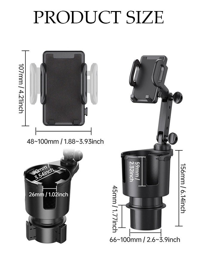 DUNISO Car Cup Holder Phone Mount 2-in-1 Cup Phone Holder for Car Mount Adjustable Base with 360° Rotation Universal Multifunctional Cup Holder Cell Phone Holder for Car Fits Any iPhone - Image 4