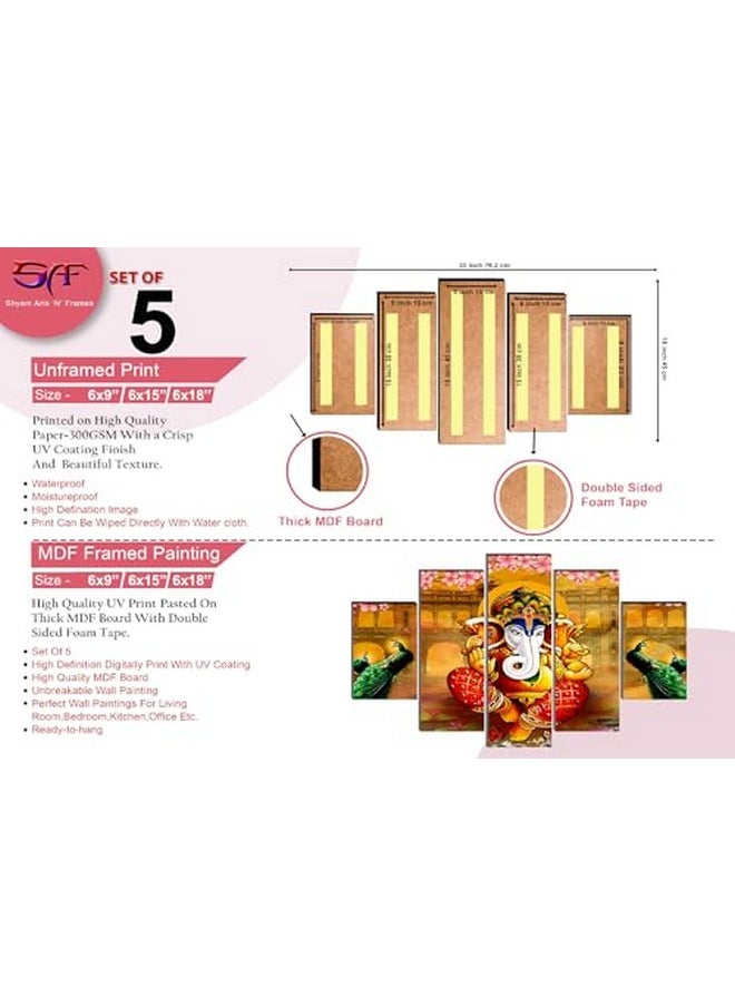 Ganesha Wall Painting For Living Room | Painting For Wall Decoration | Wedding Gift For Couples | 3D Painting For Bedroom | Abstract Painting Set Of 5 (75X45 Cm) Sanfpnls32652 - pzsku/Z96CF296F77FDFB280130Z/45/_/1724126844/6df35240-92ca-4186-9e66-c27c67ff06d7