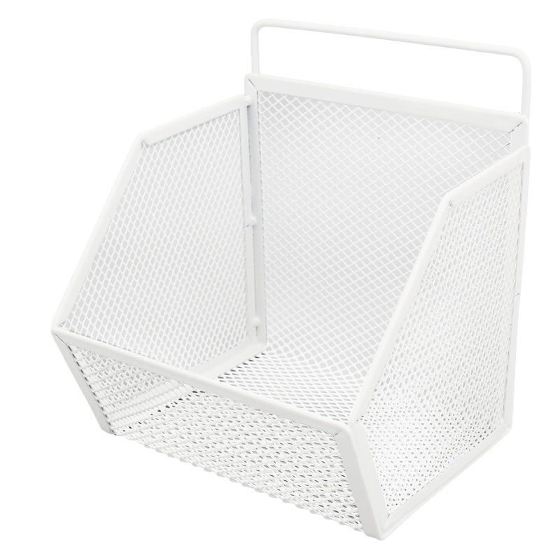 NOENNULL Hanging Wire Basket Metal Small Wire Storage Basket with Strong Adhesive Open Wire Design Suitable for Kitchen Laundry Room 132x10x15cm White - Image 2
