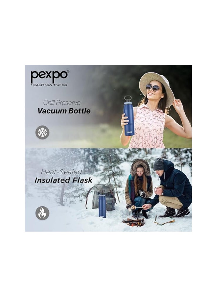 Atlasware Pexpo Altros Stainless Steel Hot & Cold Vacuum Insulated Flask, 740ml, Denim Blue | Leak Proof | Easy to Carry Loop Handle | Sports Water Bottle | Trekking | Gym | Office | Home | Kitchen  - Image 4