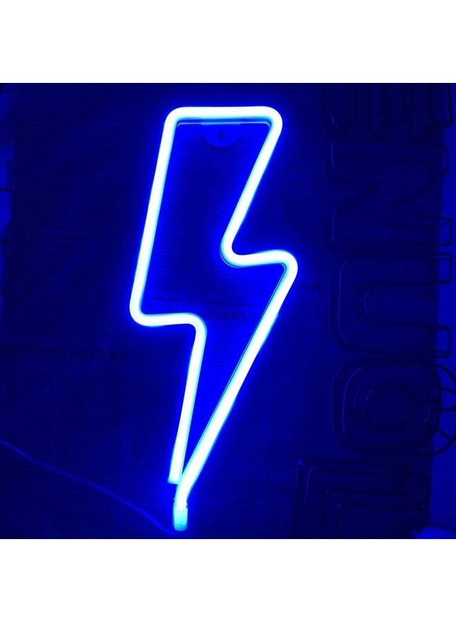 LED Wall Light, Lightning Shape Led Neon Light, Decorative Lamp Indoor Atmosphere Light Cartoon Kids Light Led Shape Light For Gaming Room Bedroom Restaurant Party, 33.4*13Cm, Blue - Image 1