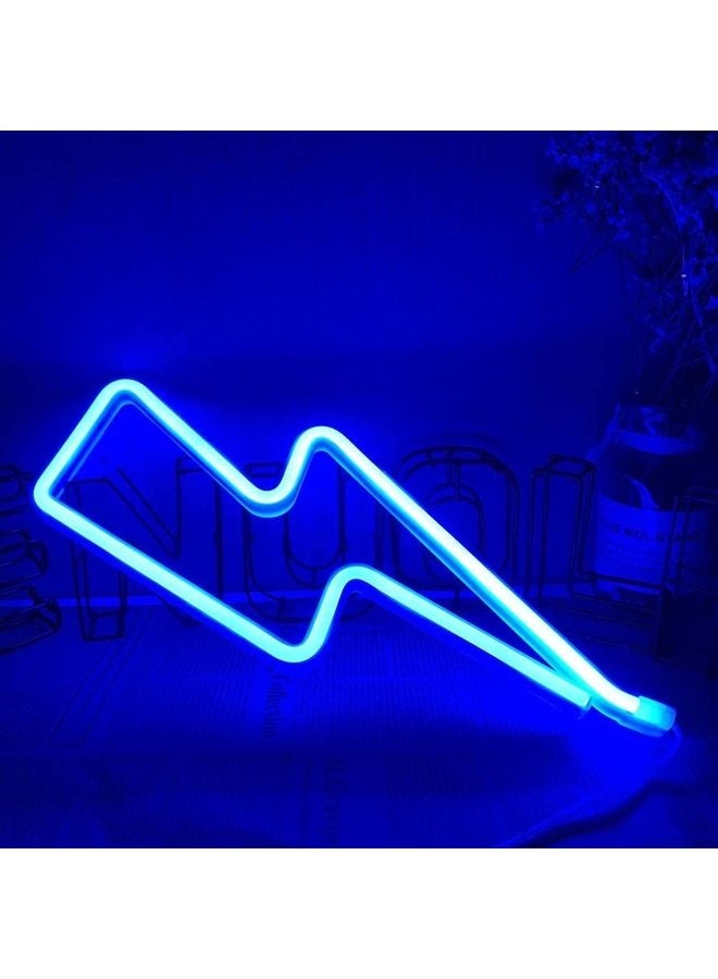 LED Wall Light, Lightning Shape Led Neon Light, Decorative Lamp Indoor Atmosphere Light Cartoon Kids Light Led Shape Light For Gaming Room Bedroom Restaurant Party, 33.4*13Cm, Blue - Image 3