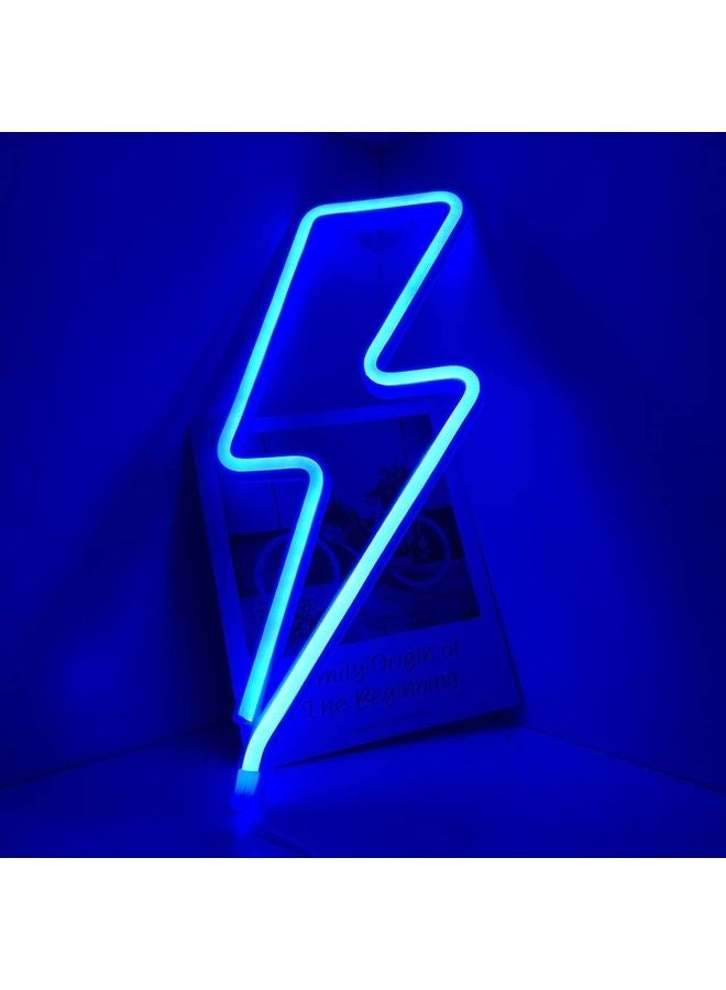LED Wall Light, Lightning Shape Led Neon Light, Decorative Lamp Indoor Atmosphere Light Cartoon Kids Light Led Shape Light For Gaming Room Bedroom Restaurant Party, 33.4*13Cm, Blue - Image 2