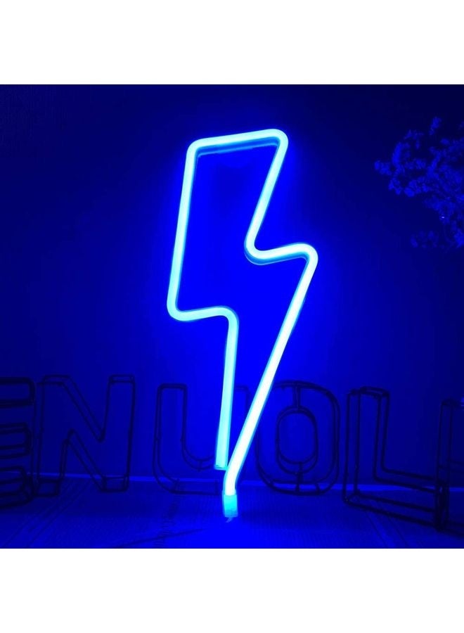 LED Wall Light, Lightning Shape Led Neon Light, Decorative Lamp Indoor Atmosphere Light Cartoon Kids Light Led Shape Light For Gaming Room Bedroom Restaurant Party, 33.4*13Cm, Blue - Image 5