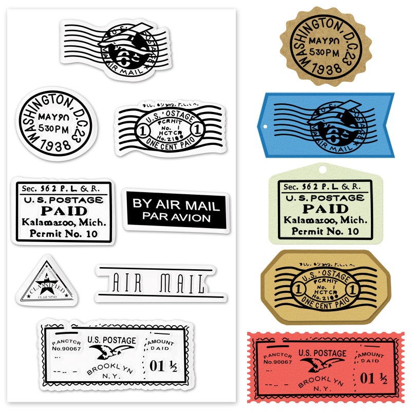 Heureppy Mail Postmark Clear Stamps for Card Making Letter Stamp Pattern Clear Stamp Air Mail Words Transparent Silicone Stamps for DIY Scrapbooking Supplies Embossing Paper Card Album Decoration Craft - Image 3