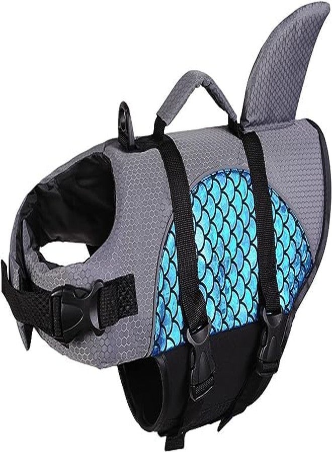 Matiko nylon Dog & Cat bLife Jacket, Fashion Pet Swimming Vest, Puppy Life Saver with Adjustable Strong Handle (S, Bule), 1 Count - Image 1
