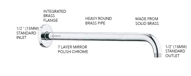 Aquieen Aquieen Premium Brass Heavy Shower Arm for Overhead Shower Round 24 - Image 3