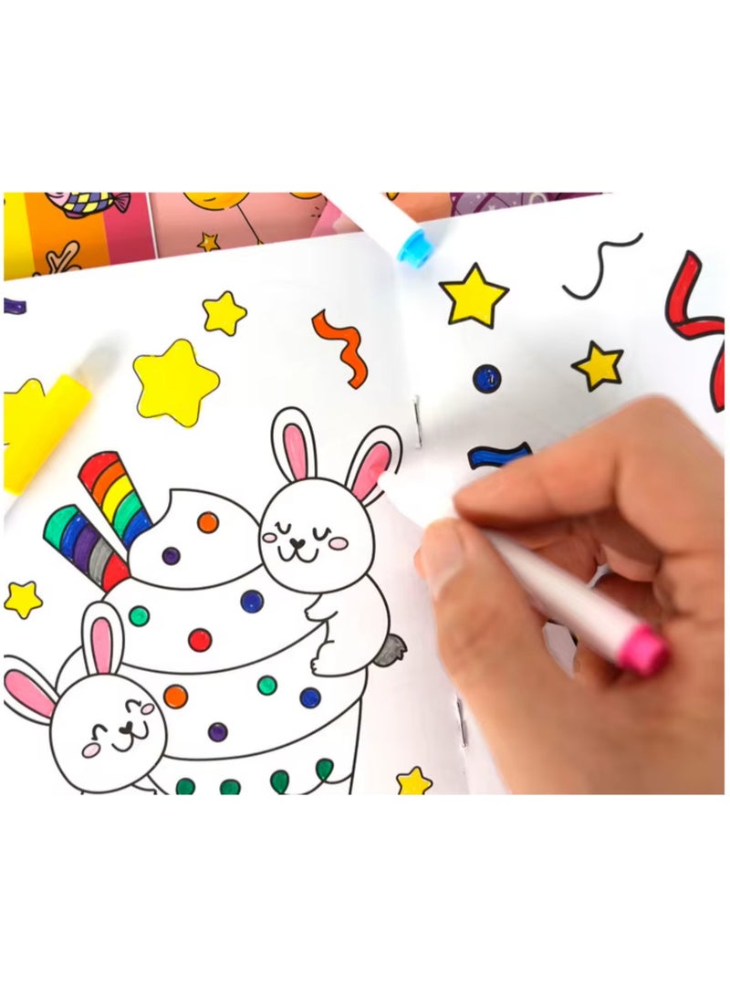 7pcs Coloring Books for Kids With Stacking Crayons Set Mini Coloring Books Bulk Small Activity Books for Birthday Party Gifts Goodie Bags Stuffers Travel with 2pcs Refillable Pens - Image 5