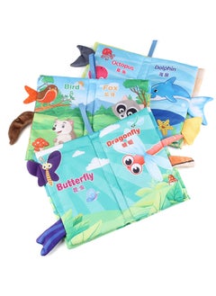 Generic Baby's Sea, Land And Air Tail Cloth Book Chinese And English Ocean Forest Flying Animal Palm Book Early Education Toys-Color:JL565-2 Forest Animal English Version 37.2g  - Image 3