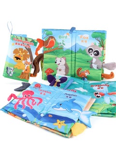 Generic Baby's Sea, Land And Air Tail Cloth Book Chinese And English Ocean Forest Flying Animal Palm Book Early Education Toys-Color:JL565-2 Forest Animal English Version 37.2g  - Image 2