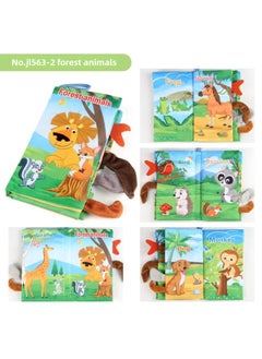 Generic Baby's Sea, Land And Air Tail Cloth Book Chinese And English Ocean Forest Flying Animal Palm Book Early Education Toys-Color:JL565-2 Forest Animal English Version 37.2g  - Image 1