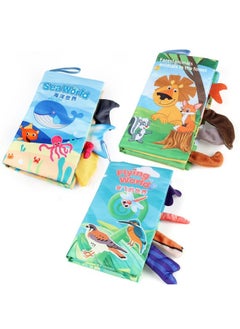 Generic Baby's Sea, Land And Air Tail Cloth Book Chinese And English Ocean Forest Flying Animal Palm Book Early Education Toys-Color:JL565-2 Forest Animal English Version 37.2g  - Image 4