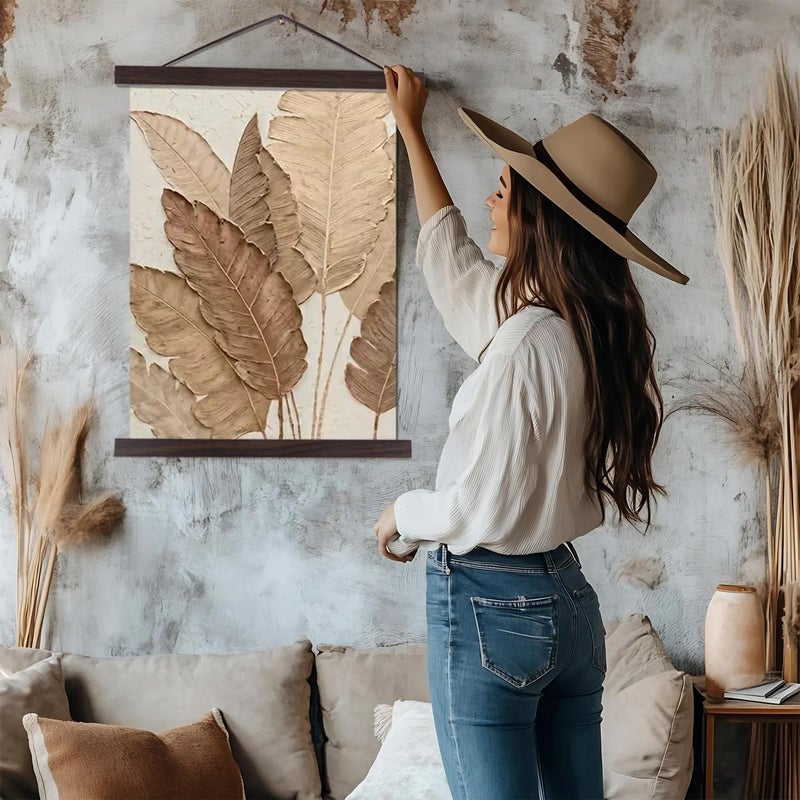 Artmag Magnetic Poster Hanger Frame, 8x10 8x12 8x24 Light Wood Wooden Magnet Canvas Artwork Print Poster Hangers Frames Hanging Kit (Walnut, 8") - Image 5