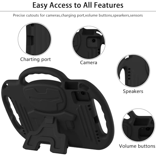 LTROP Kids Case for iPad 11th Generation (A16) 2025 / 10th Generation(10.9 Inch, 2022) with Shoulder Strap, Durable Light Weight Handle Stand Child-Proof Bumper Case for iPad 11th/10th Gen, Black - Image 5