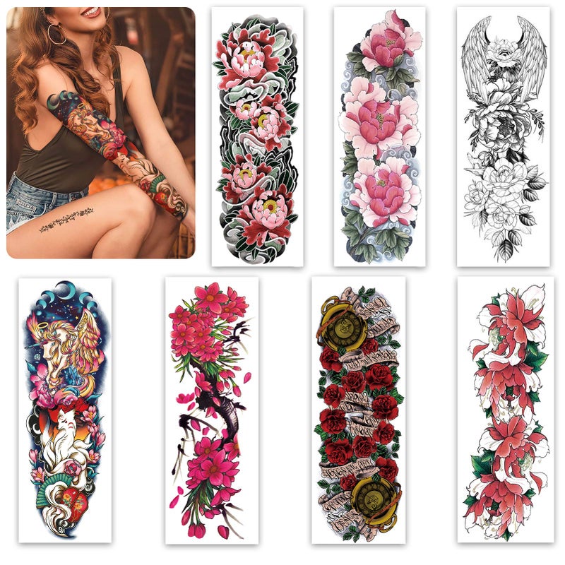 Aresvns Beautiful Spring Temporary Tattoo for Women and Girls L19xW7Full Arm Fake Tattoos FlowersWaterproof temporary tattoo sleeves Christmas Gift