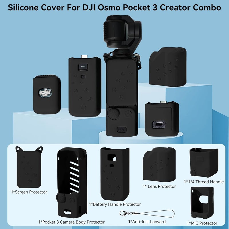 GetZget® Silicone Cover Compatible with DJI Osmo Pocket 3 Creator Combo Camera Scratch Protector Cover Case Accessories (Black) - Image 3