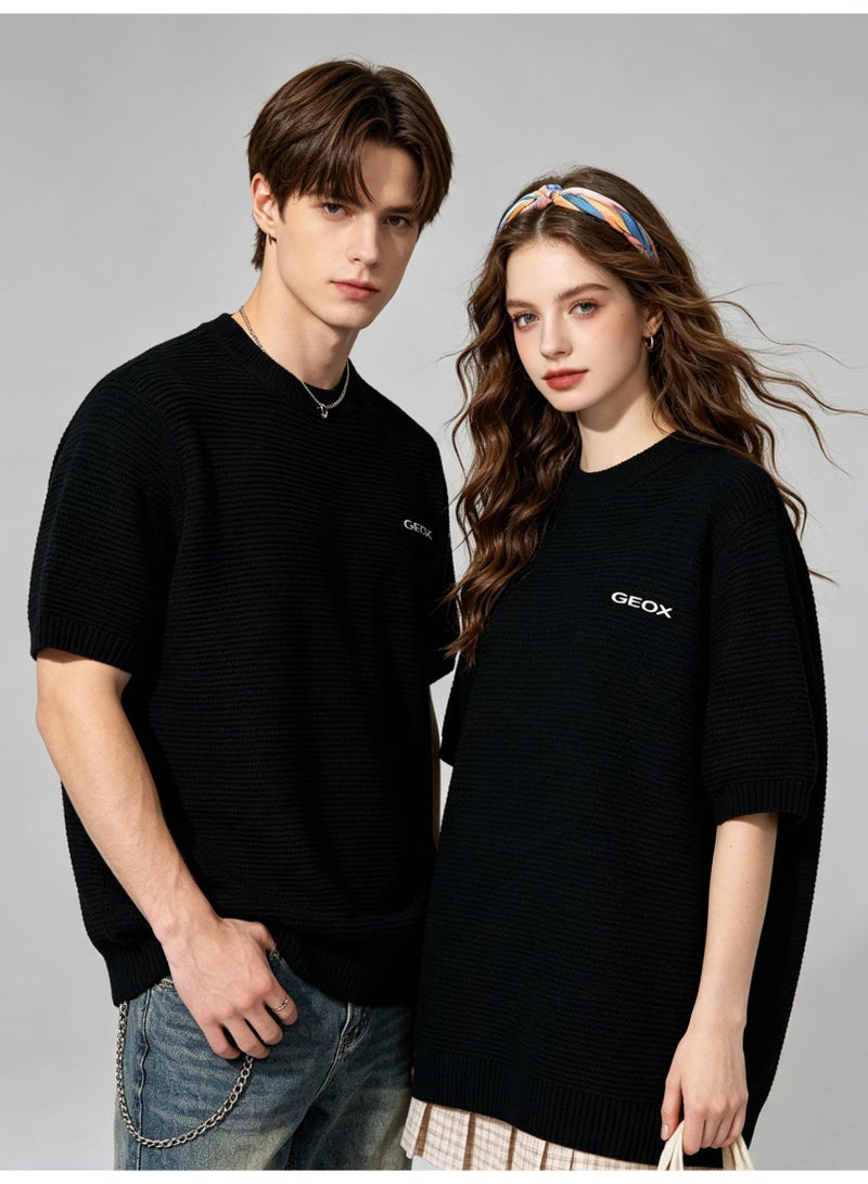 GEOX Unisex Crew Neck Short Sleeve Top Casual Everyday Street Style Basic Outfit For Men And Women Black - Image 5