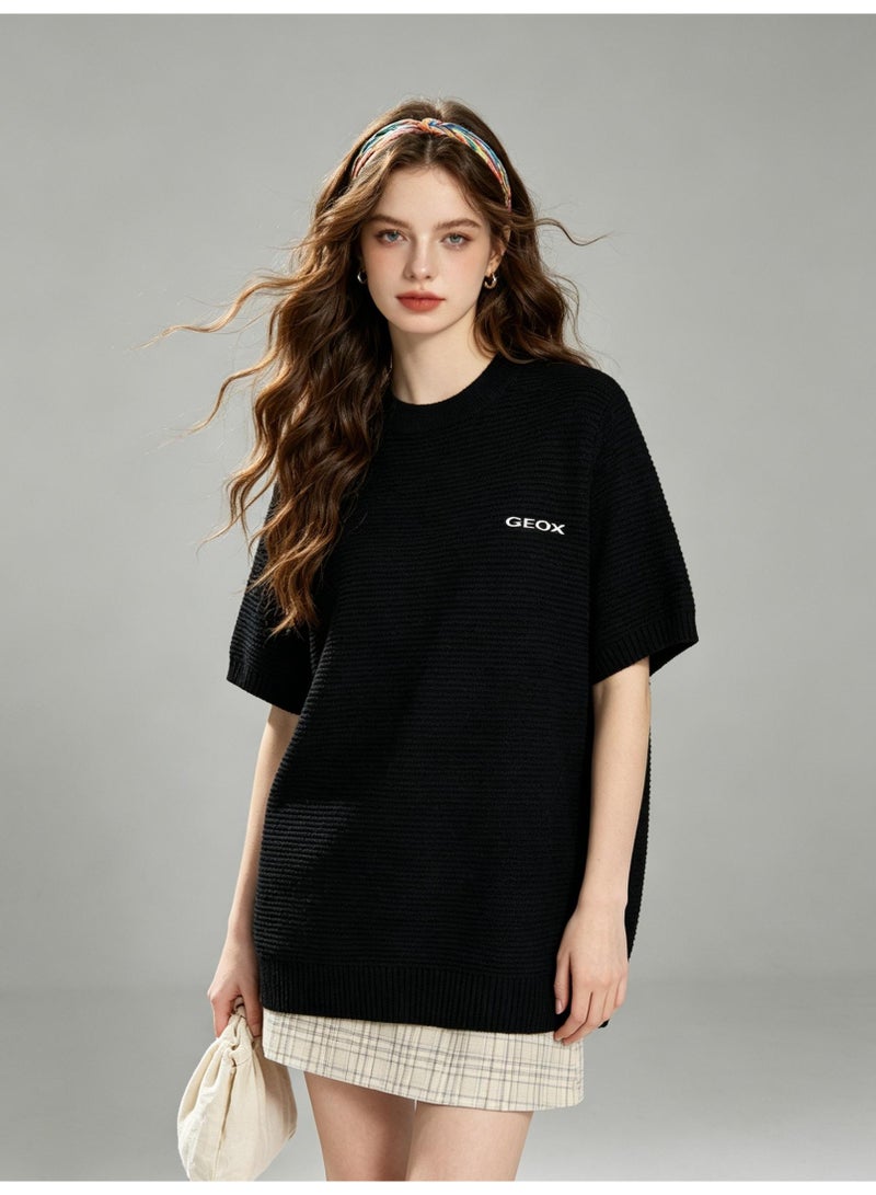 GEOX Unisex Crew Neck Short Sleeve Top Casual Everyday Street Style Basic Outfit For Men And Women Black - Image 4