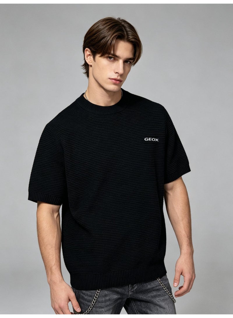 GEOX Unisex Crew Neck Short Sleeve Top Casual Everyday Street Style Basic Outfit For Men And Women Black - Image 2