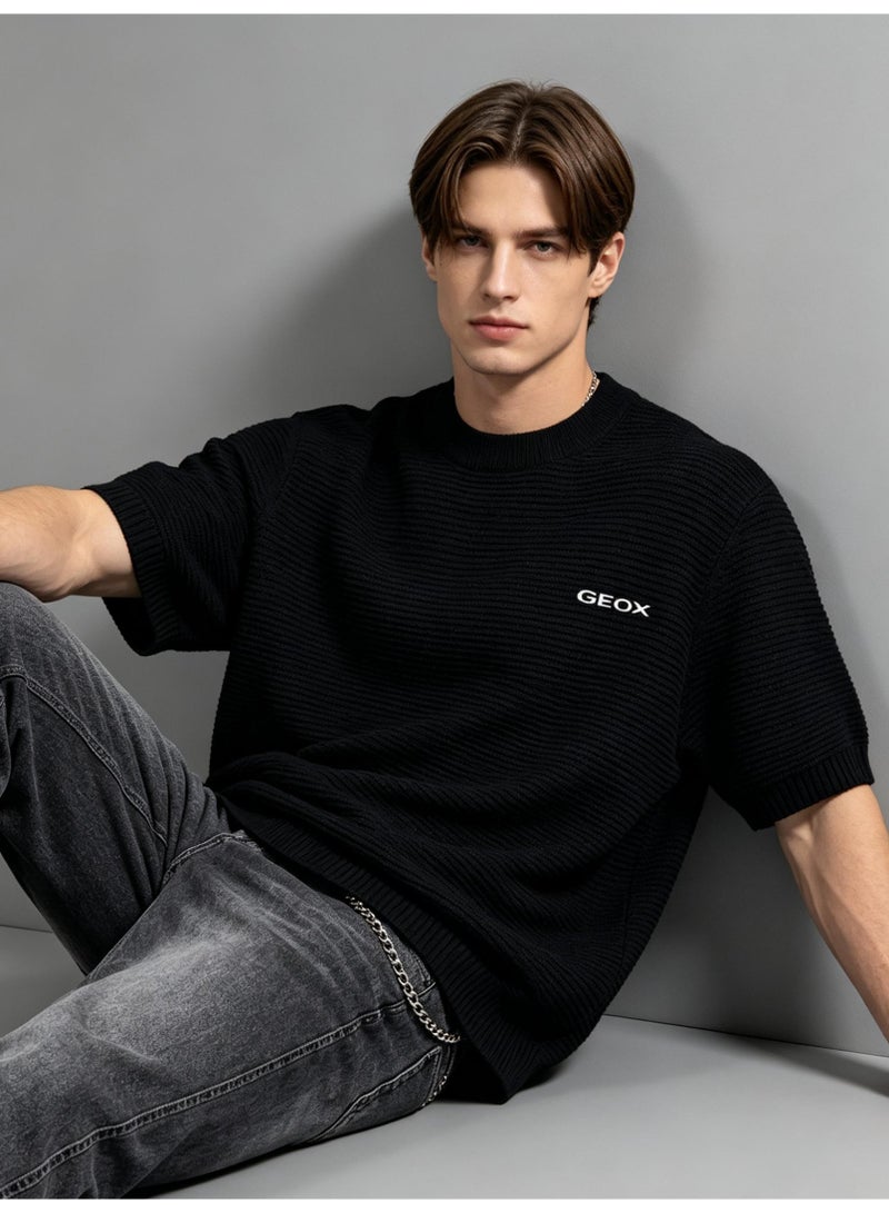GEOX Unisex Crew Neck Short Sleeve Top Casual Everyday Street Style Basic Outfit For Men And Women Black - Image 3