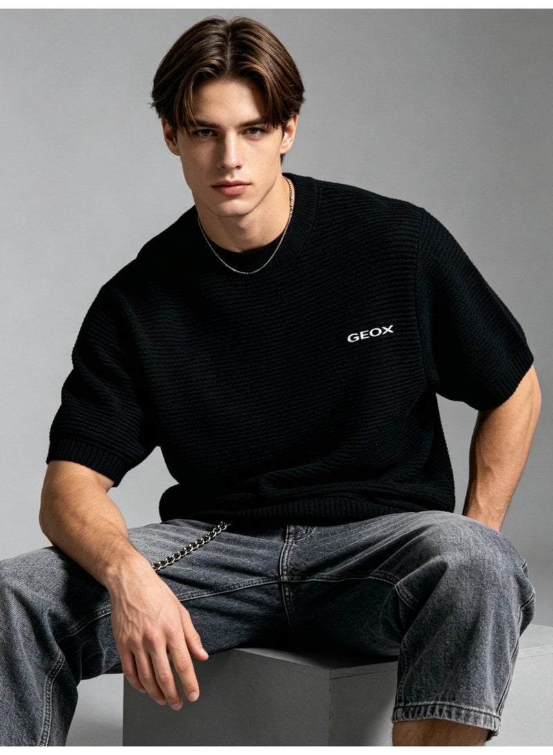GEOX Unisex Crew Neck Short Sleeve Top Casual Everyday Street Style Basic Outfit For Men And Women Black - Image 1