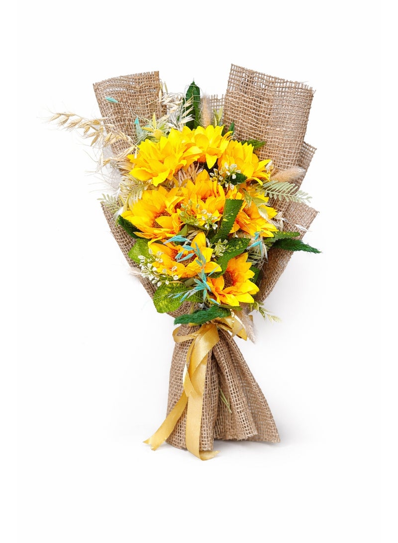 Golden Eternal Sunflower Bouquet for Decoration