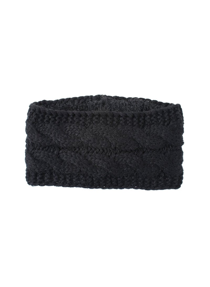 Generic 2019 foreign trade Europe and the United States new wool knitted hair band plus velvet warm ear protection autumn and winter headband headgear hair accessories women #1 Black 