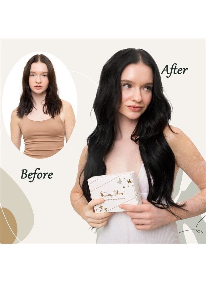 Sunny Hair Sunny Wire Hair Extensions Real Human Hair Jet Black 100g Invisible Wire Hair Extensions with Transparent Headband Adjustable Size Black Hair Extensions Super Soft 20inch  - Image 2