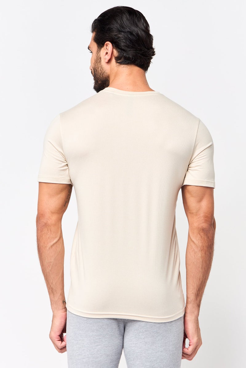 MOTION Men Sportswear Fit Short Sleeve Training T-Shirt, Beige - Image 4