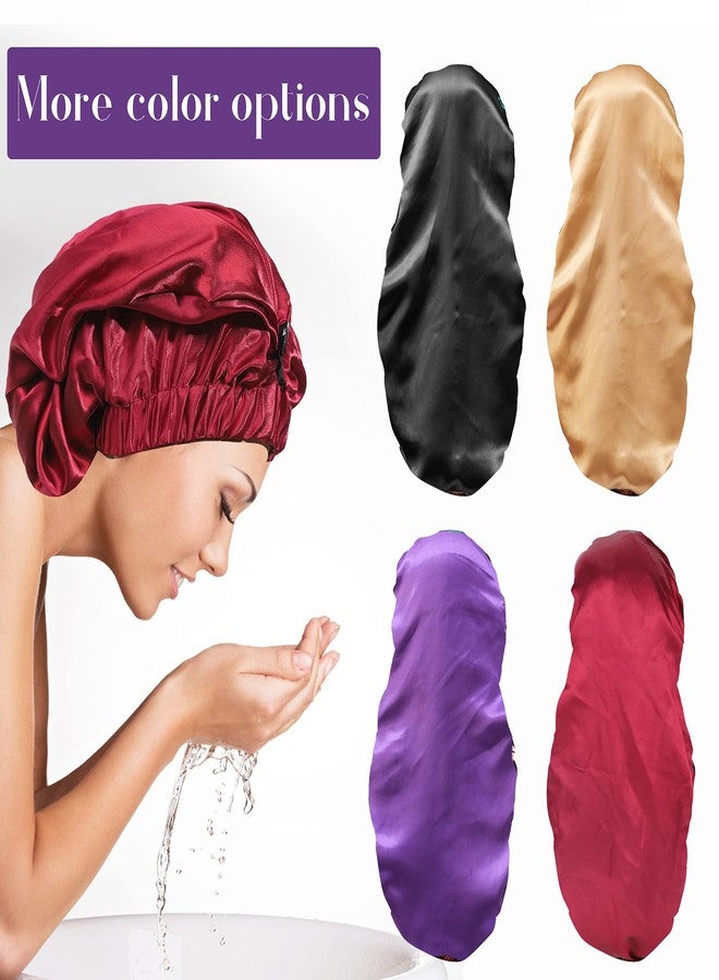 Loccmat 2PCS Satin Hair Braid Bonnet, Extra Long Foldable Bonnet with Button, Single Layer Sleep Cap for Black Women & Dreadlocks (Black+Khaki) - Image 4