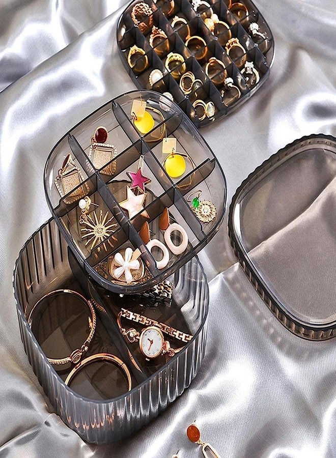 TUNEQ Jewelry Organizer Box, Acrylic Earring Organizer Jewelry Box with Compartment Tray, Clear Display Storage Box for Rings Bracelet Necklaces, 3 Layer Travel Jewelry Case Gift for Women Girls - Image 2