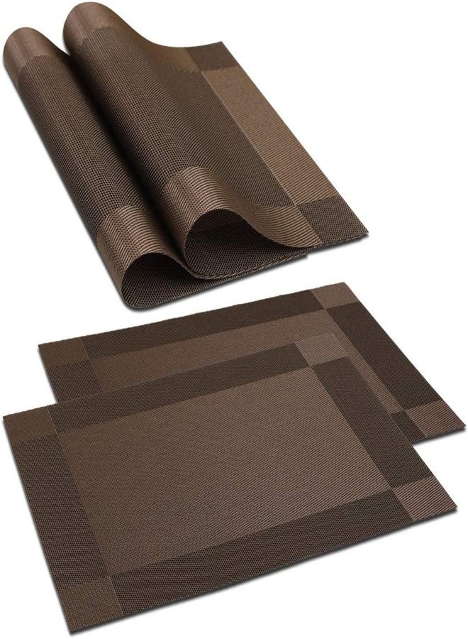 Ramkuwar PVC Placemat 4 PCS of Non Slip Place Mats Washable Vinyl Placemats Set of 4 Brown - Image 4