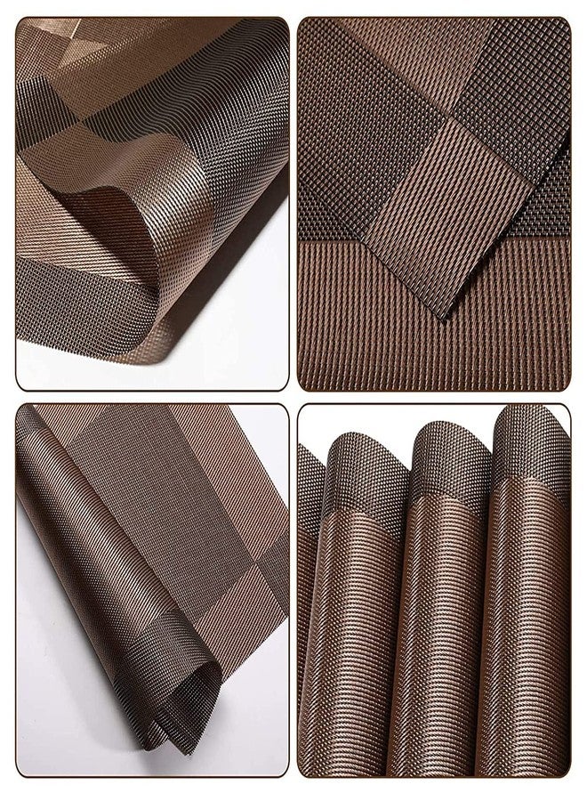 Ramkuwar PVC Placemat 4 PCS of Non Slip Place Mats Washable Vinyl Placemats Set of 4 Brown - Image 2