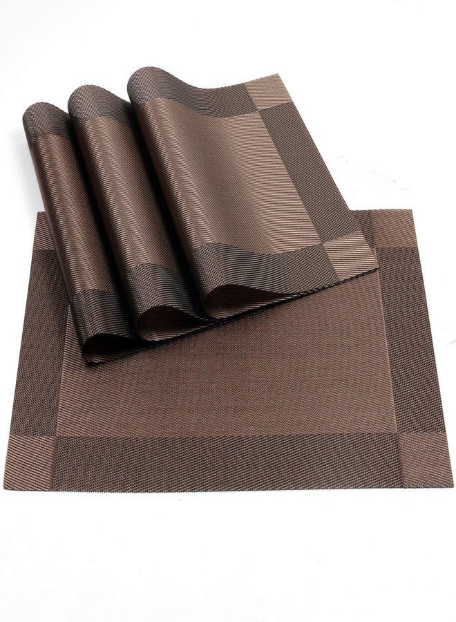 Ramkuwar PVC Placemat 4 PCS of Non Slip Place Mats Washable Vinyl Placemats Set of 4 Brown - Image 1