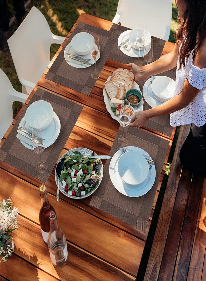 Ramkuwar PVC Placemat 4 PCS of Non Slip Place Mats Washable Vinyl Placemats Set of 4 Brown - Image 5