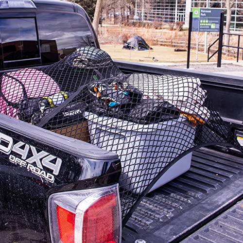 SENYAZON Highly Elastic Cargo Net, Simple Truck Bed Cargo Mesh Organizer, Suitable for Daily Light Loads of Trucks, 4'x4' Stretches to 7'x7' (Double Layer) - Image 3