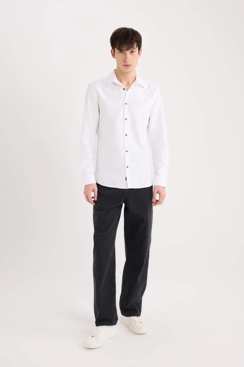 ديفاكتو Slim Fit Cotton Long Sleeve Shirt