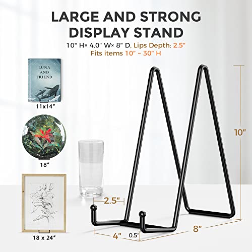 TRLife TR-LIFE 10 Inch Large Plate Stands for Display - Metal Plate Holder Display Stand + Picture Frame Holder Stand + Small Easels for Decorative Platter, Book, Plaques, Photo, Tabletop Art (2 Pack) - Image 2