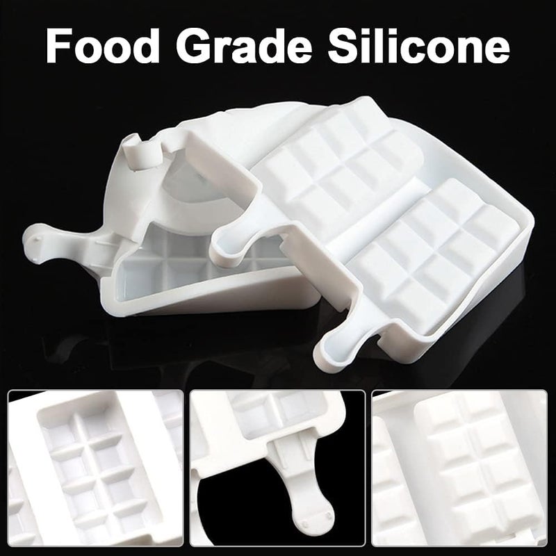 Husaini Mart HUSAINI MART 1 pc 4 Cavity Ice Lolly Moulds Silicone NALCY Ice Cream Moulds Ice Cream Cake Mold Ice Pop Moulds with 50 Wooden Sticks for Dessert Chocolate DIY Chocostick DIY Kitchen Tool  - Image 3
