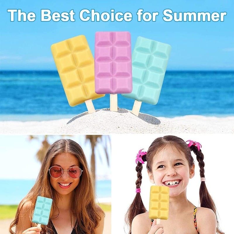 Husaini Mart HUSAINI MART 1 pc 4 Cavity Ice Lolly Moulds Silicone NALCY Ice Cream Moulds Ice Cream Cake Mold Ice Pop Moulds with 50 Wooden Sticks for Dessert Chocolate DIY Chocostick DIY Kitchen Tool  - Image 5