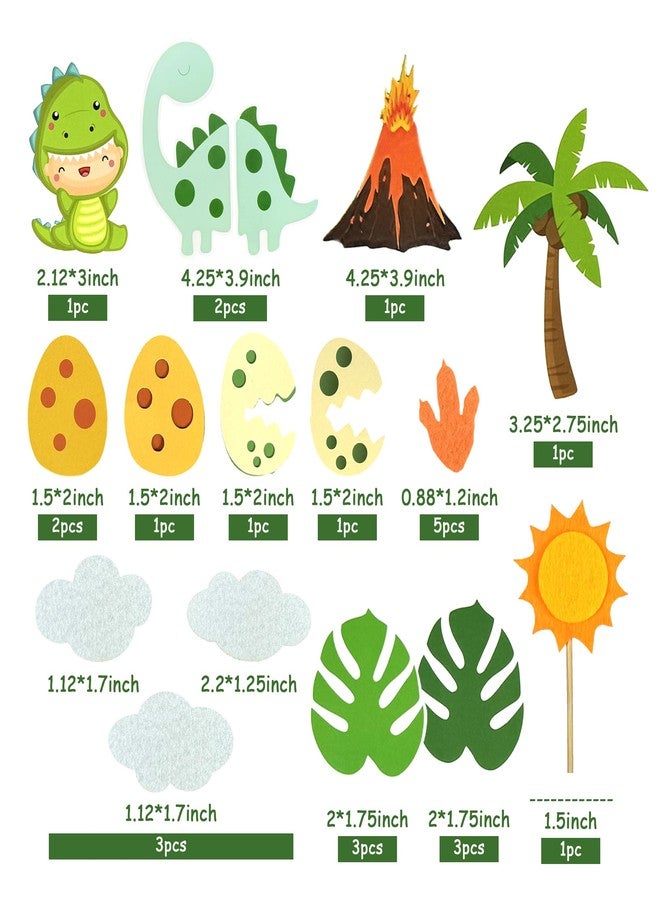 DRWATE 25PCS Dinosaur Cake Toppers Dinosaur Cake Decorations with Cute Dinosaur Model Double Sides Dinosaur Cupcake Toppers (1) - Image 2
