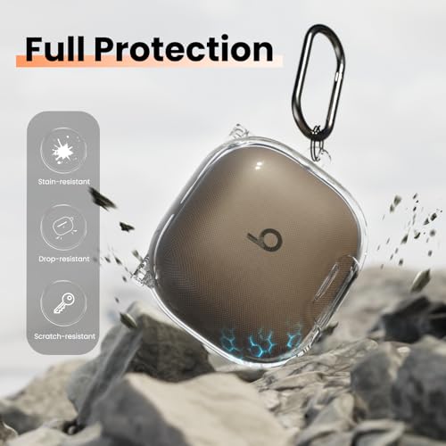 Geekboy Case for Beats Powerbeats Fit 2025, Clear TPU Protective Cover with Premium Metal Carabiner & Cleaning Kit, Shockproof Skin for Powerbeats Fit Case Cover (Clear) - Image 3