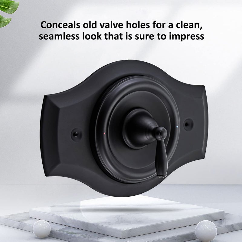 Tearel Renovation Shower Cover Plate For 2-Handle Or 3-Handle To 1-Handle Shower Updates Matte Black - Image 2