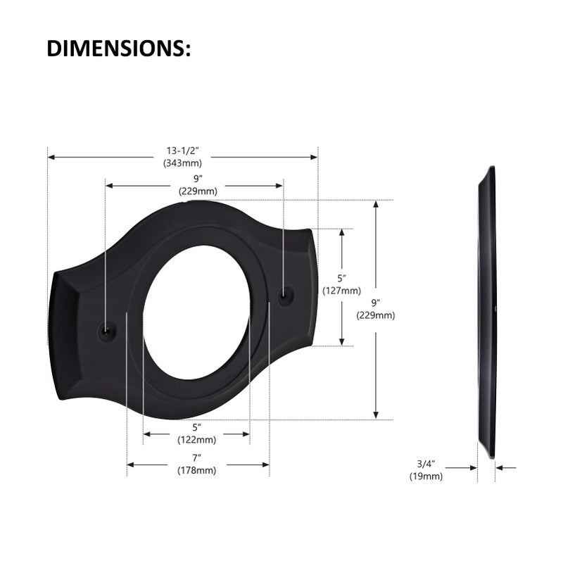 Tearel Renovation Shower Cover Plate For 2-Handle Or 3-Handle To 1-Handle Shower Updates Matte Black - Image 4