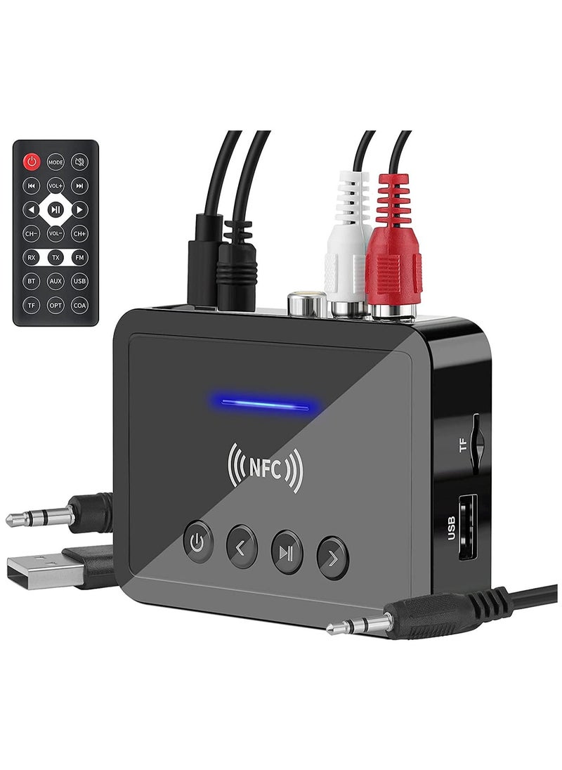 Generic Bluetooth 5.0 Transmitter Receiver 3 in 1 Blue Tooth Adapter 3.5mm AUX RCA USB for W ireless Hi-Fi Stereo Audio Music Compatible with Home Car Sound System  - Image 1