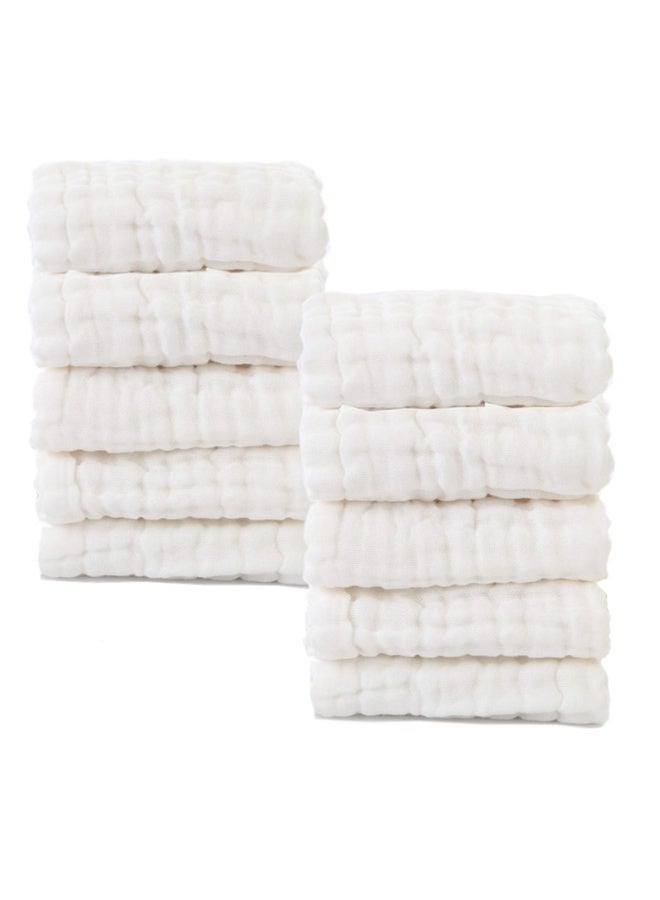 Baby Muslin Washcloths Natural Muslin Cotton Baby Wipes Soft Newborn Baby Face Towel For Sensitive Skin Baby Registry As Shower Gift 10 Pack 12X12 Inches By  White - Image 1