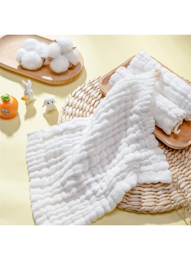 Baby Muslin Washcloths Natural Muslin Cotton Baby Wipes Soft Newborn Baby Face Towel For Sensitive Skin Baby Registry As Shower Gift 10 Pack 12X12 Inches By  White - Image 4