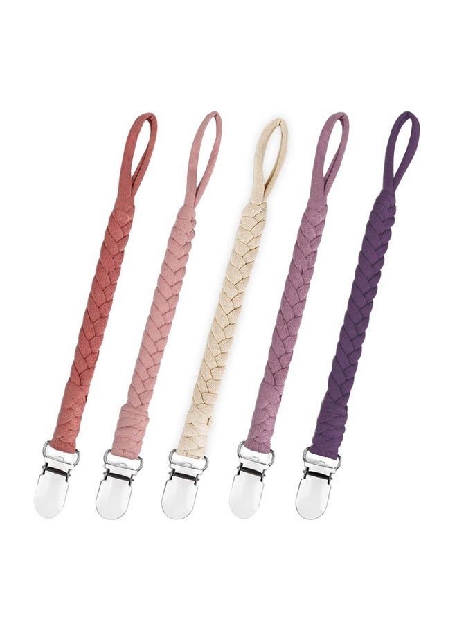 duludulu - Braided Pacifier Clips Baby Girl Binky Clips Pacifier Holder With Handmade Teething Straps Unisex Design Smoother Pacifier Clip Fits All Pacifiers For Shower Birthday Gifts - Image 1