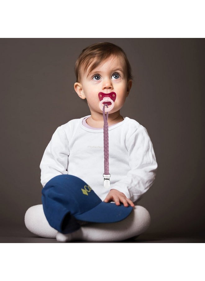 duludulu - Braided Pacifier Clips Baby Girl Binky Clips Pacifier Holder With Handmade Teething Straps Unisex Design Smoother Pacifier Clip Fits All Pacifiers For Shower Birthday Gifts - Image 1